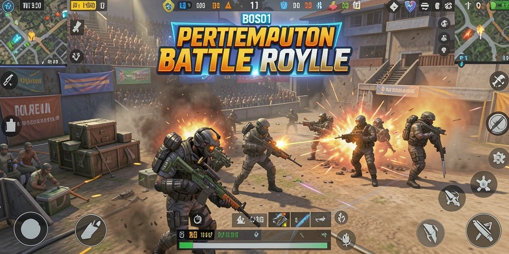 Tampilan menegangkan dari gameplay pertempuran di BOS01.