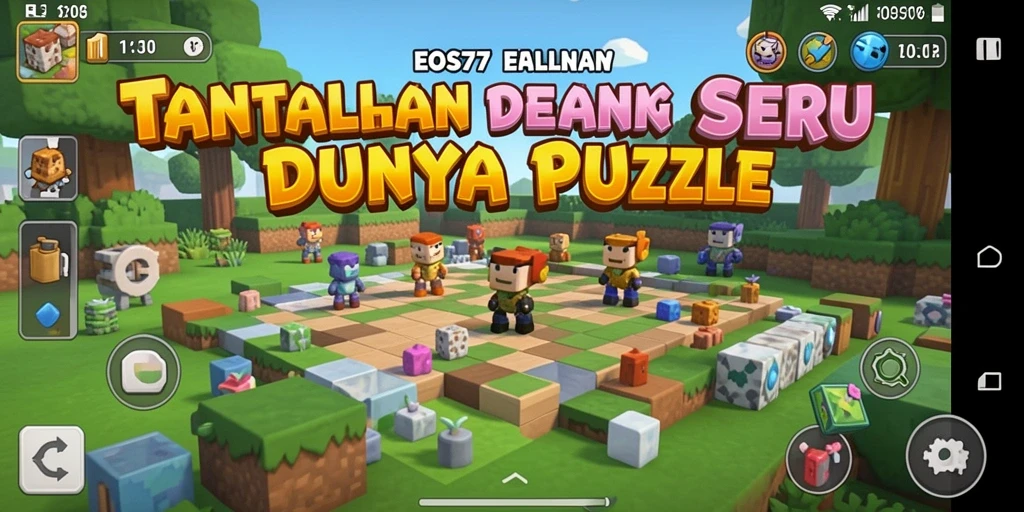 Screenshot utama EOS77 menunjukkan gameplay seru dalam menyelesaikan puzzle.