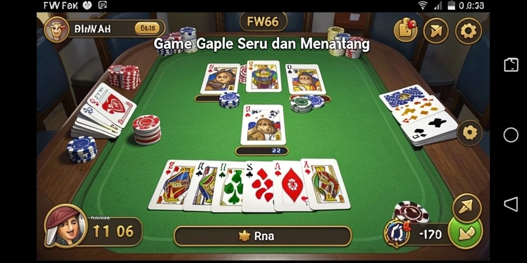 Tampilan gameplay seru dan menarik dalam game Gaple FW66.