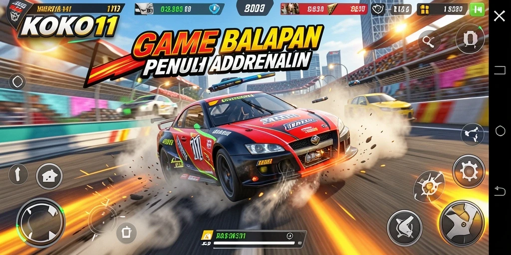 Gameplay seru KOKO11 dengan aksi balapan mendebarkan.