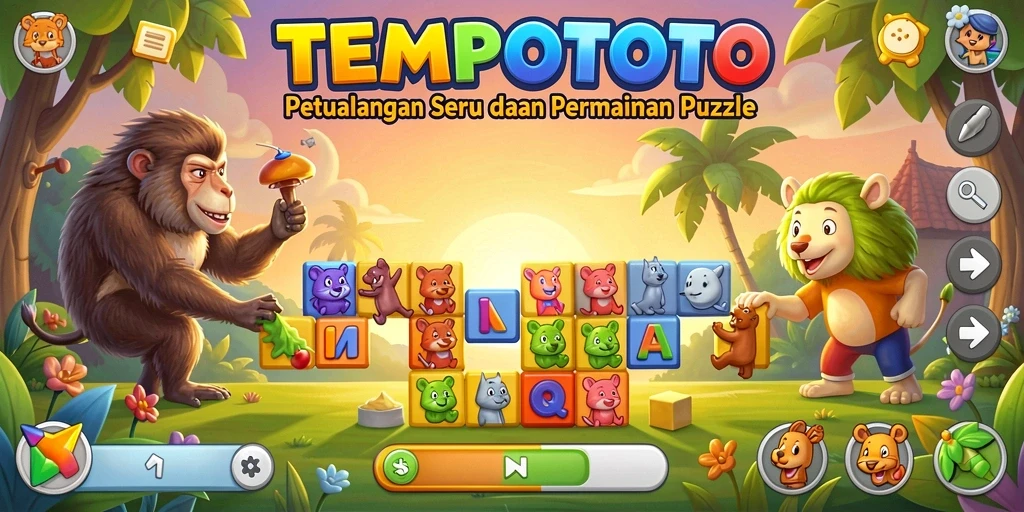 Tampilan gameplay seru di dalam TEMPOTOTO dengan berbagai puzzle menantang.