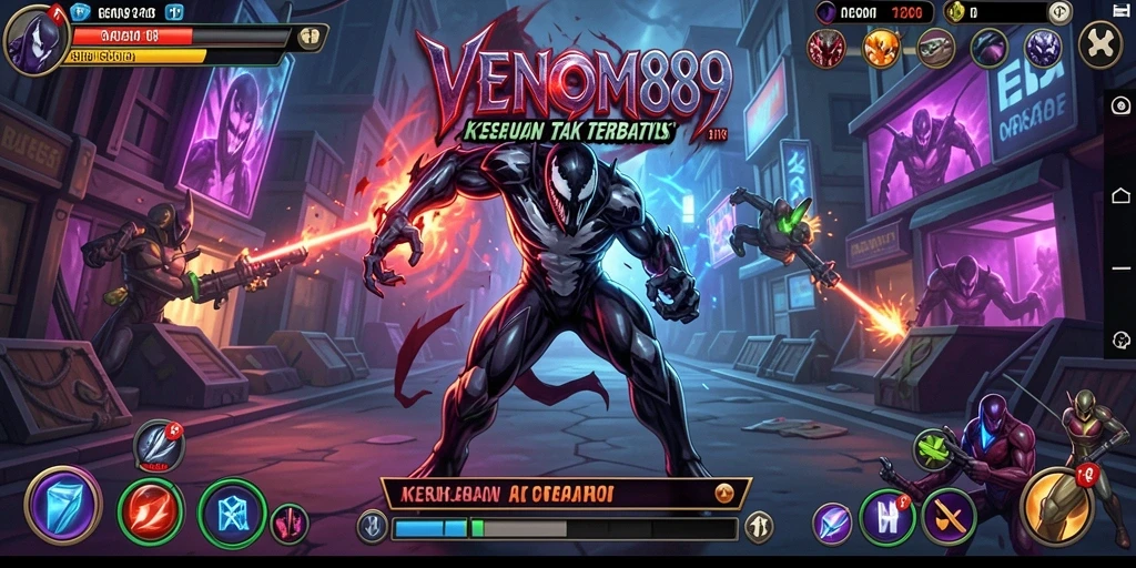 Tampilan gameplay seru di VENOM889 yang menantang dan penuh warna.